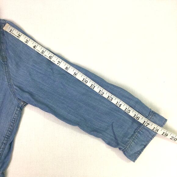 Dittos Women's Chambray Flap Pocket Hooded 3/4 Lightweight Zippered Jacket M - Picture 15 of 15